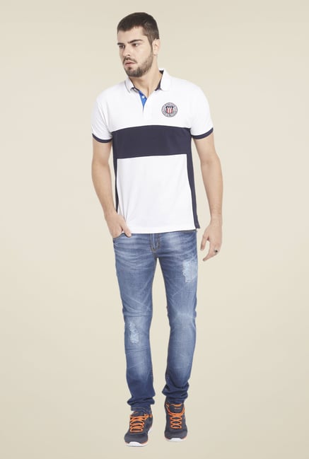 Globus White Solid Polo T Shirt Globus White Solid Polo T Shirt