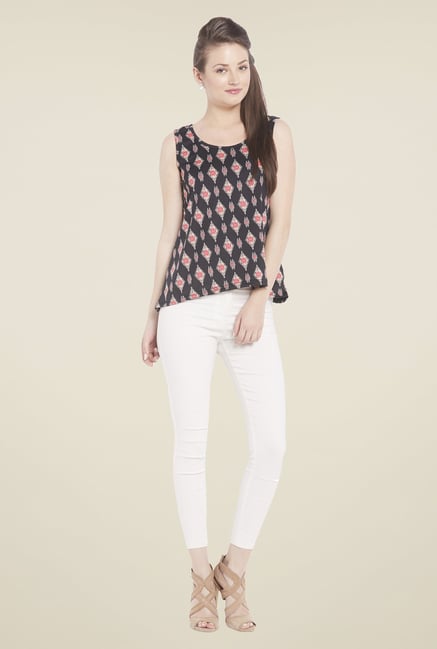 Globus Black Printed Sleeveless Top Globus Black Printed Sleeveless Top