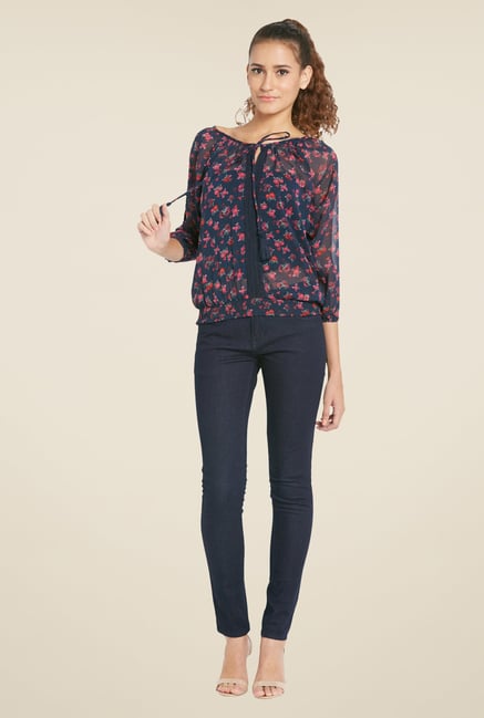Globus Navy Round Neck Top Globus Navy Round Neck Top