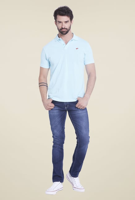 Globus Aqua Solid Polo T Shirt Globus Aqua Solid Polo T Shirt