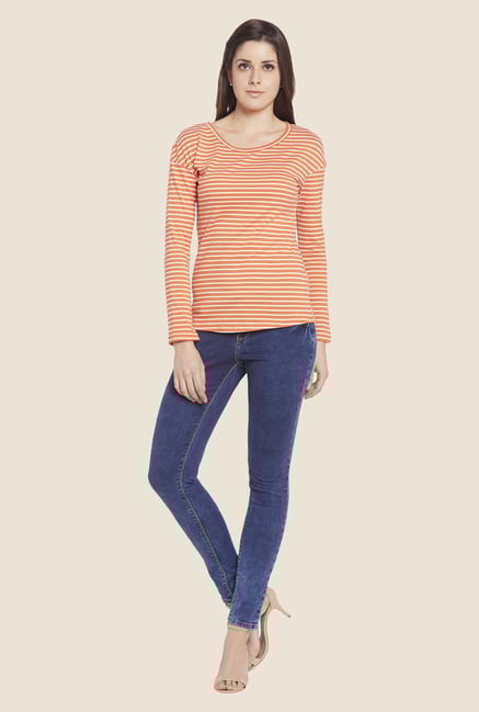 Globus Orange Striped Top Globus Orange Striped Top