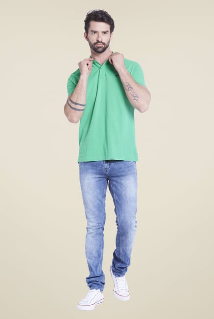 Globus Green Solid Polo T Shirt Globus Green Solid Polo T Shirt