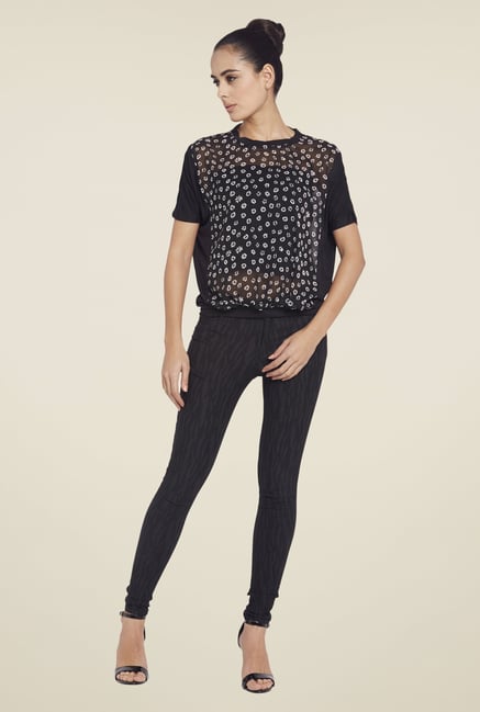 Globus Black Printed Top Globus Black Printed Top