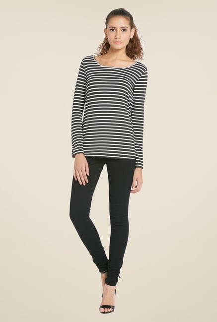 Globus Black Striped Full Sleeves Top Globus Black Striped Full Sleeves Top