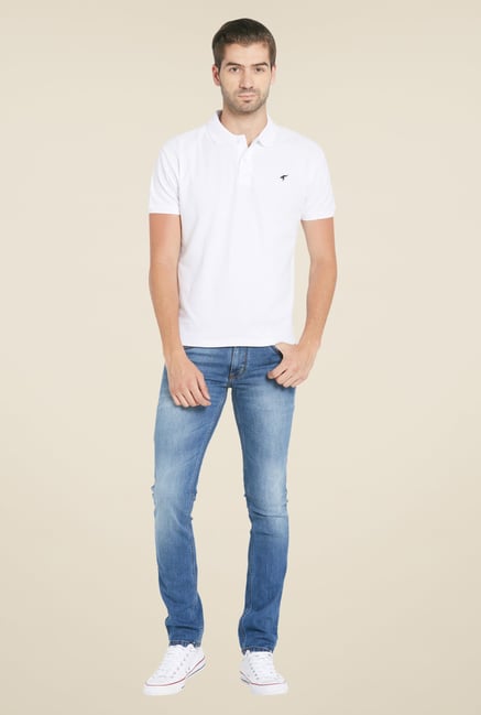 Globus White Solid Polo T Shirt Globus White Solid Polo T Shirt