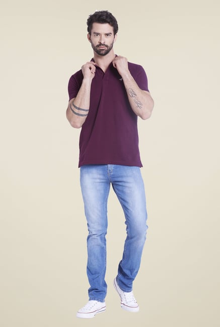 Globus Purple Solid Polo T Shirt Globus Purple Solid Polo T Shirt