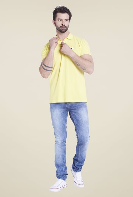Globus Yellow Solid Polo T Shirt Globus Yellow Solid Polo T Shirt