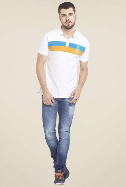 Globus White Solid Polo T Shirt Globus White Solid Polo T Shirt