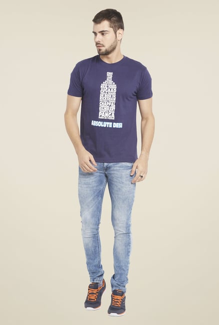 Globus Navy Printed T Shirt Globus Navy Printed T Shirt