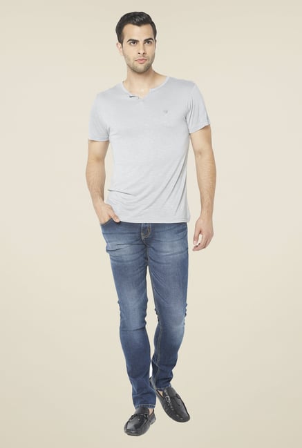 Globus Grey Solid Henley T Shirt Globus Grey Solid Henley T Shirt
