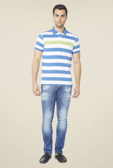 Globus Blue & White Striped Polo T Shirt Globus Blue & White Striped Polo T Shirt
