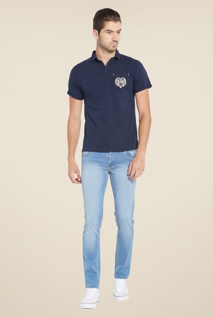 Globus Navy Solid Polo T Shirt Globus Navy Solid Polo T Shirt