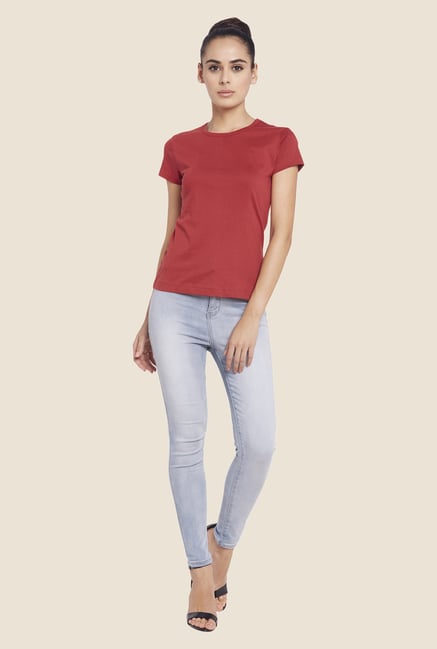 Globus Red Solid Short Sleeve Top Globus Red Solid Short Sleeve Top