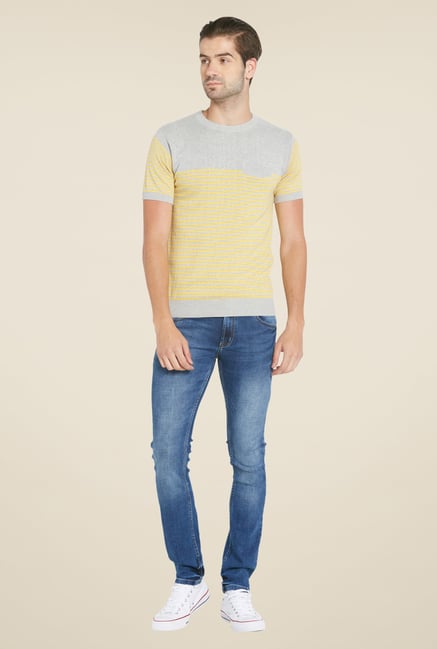 Globus Yellow & Grey Striped T Shirt Globus Yellow & Grey Striped T Shirt