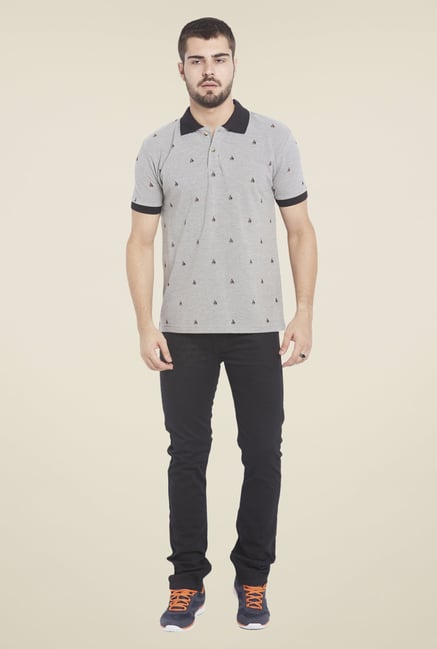 Globus Grey Printed Polo T Shirt Globus Grey Printed Polo T Shirt