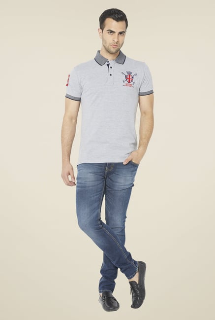 Globus Grey Solid Polo T Shirt Globus Grey Solid Polo T Shirt