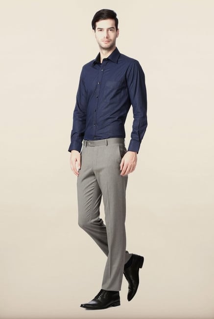 University of Oxford Grey Solid Formal Trouser University of Oxford Grey Solid Formal Trouser