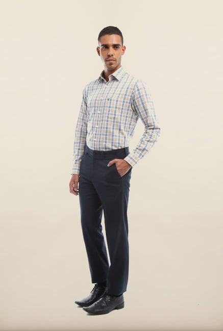 Van Heusen Blue Solid Formal Trouser Van Heusen Blue Solid Formal Trouser