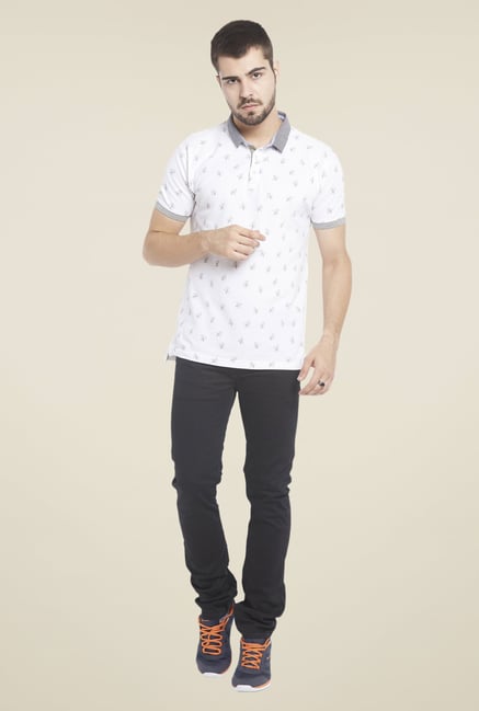 Globus White Printed Polo T Shirt Globus White Printed Polo T Shirt