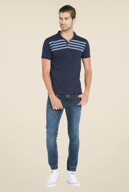 Globus Navy Solid Polo T Shirt Globus Navy Solid Polo T Shirt