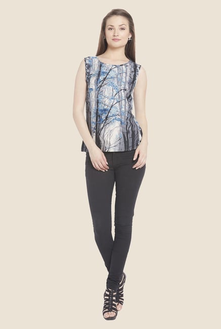 Globus Grey Graphic Print Sleeveless Top Globus Grey Graphic Print Sleeveless Top