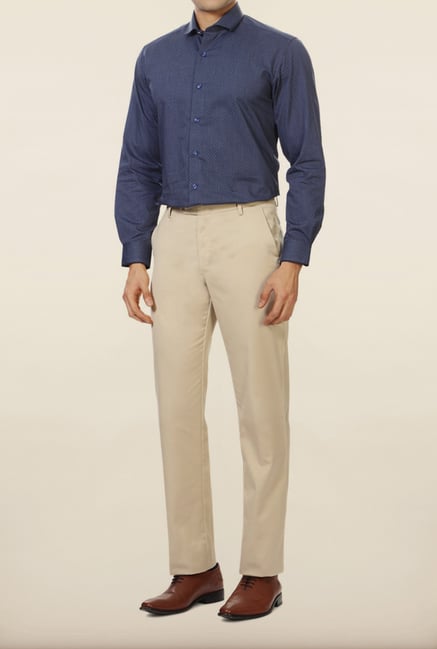 Peter England Beige Solid Formal Trouser Peter England Beige Solid Formal Trouser