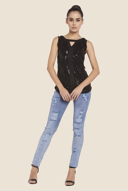 Globus Black Embellished Top Globus Black Embellished Top