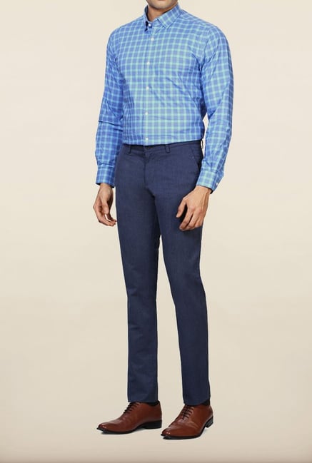 Allen Solly Navy Solid Formal Trouser Allen Solly Navy Solid Formal Trouser