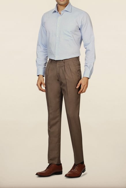 Peter England Brown Solid Formal Trouser Peter England Brown Solid Formal Trouser