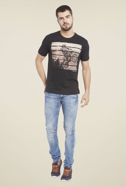 Globus Black Graphic Print T Shirt Globus Black Graphic Print T Shirt