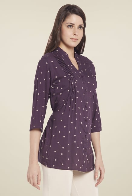 Globus Purple Polka Dot Top Globus Purple Polka Dot Top