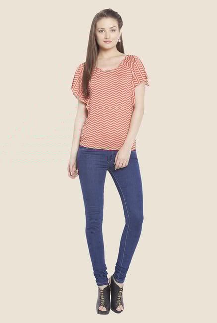 Globus Orange Chevron Print Top Globus Orange Chevron Print Top