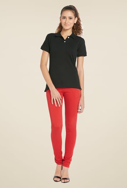 Globus Black Solid Polo T Shirt Globus Black Solid Polo T Shirt