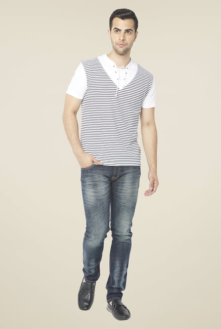 Globus White Striped T Shirt Globus White Striped T Shirt
