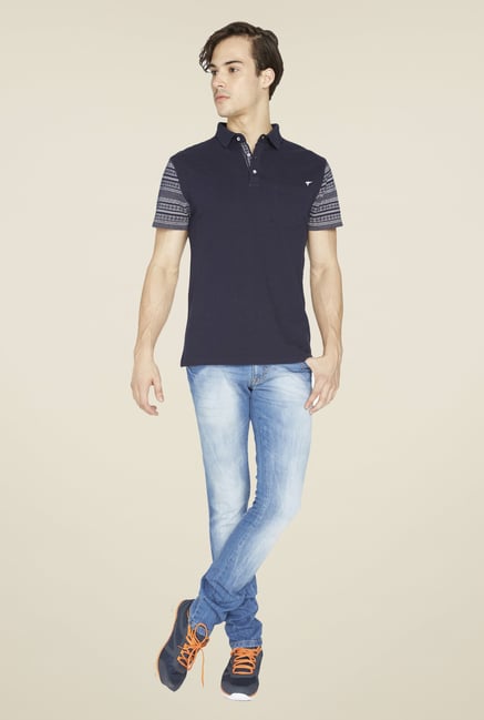 Globus Navy Solid Polo T Shirt Globus Navy Solid Polo T Shirt