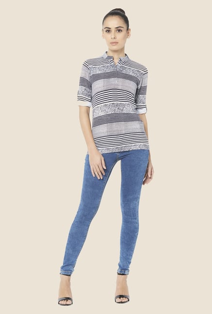 Globus Grey Striped Top Globus Grey Striped Top