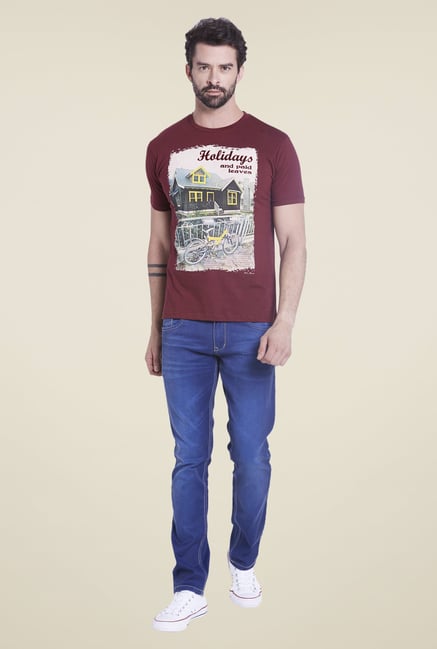 Globus Maroon Graphic Print T Shirt Globus Maroon Graphic Print T Shirt