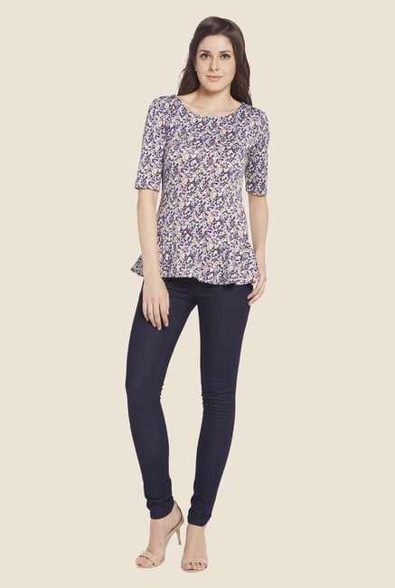 Globus Multicolor Floral Print Round Neck Top Globus Multicolor Floral Print Round Neck Top