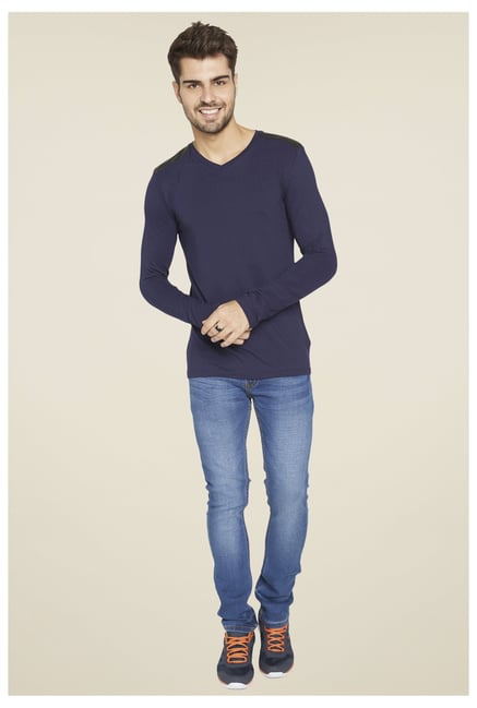 Globus Navy Solid T Shirt Globus Navy Solid T Shirt