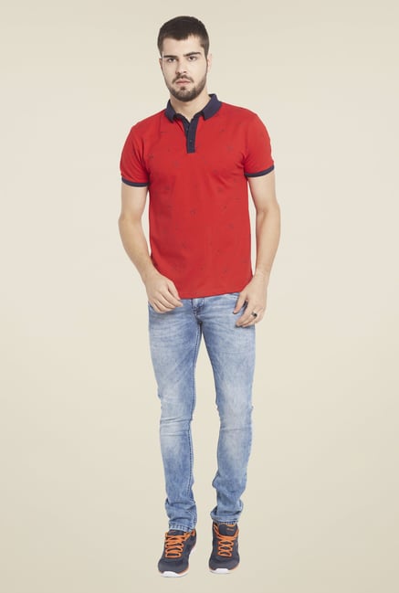 Globus Red Printed Polo T Shirt Globus Red Printed Polo T Shirt
