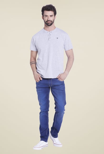 Globus Grey Solid Henley T Shirt Globus Grey Solid Henley T Shirt