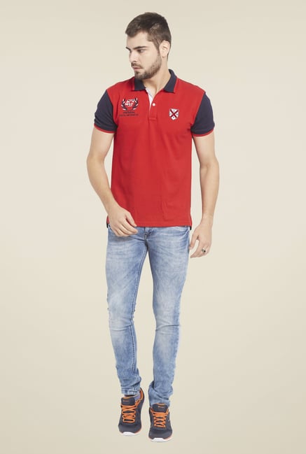 Globus Red Solid Polo T Shirt Globus Red Solid Polo T Shirt