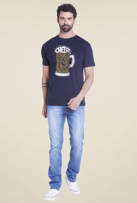 Globus Navy Printed T Shirt Globus Navy Printed T Shirt