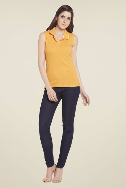 Globus Orange Solid Polo T Shirt Globus Orange Solid Polo T Shirt