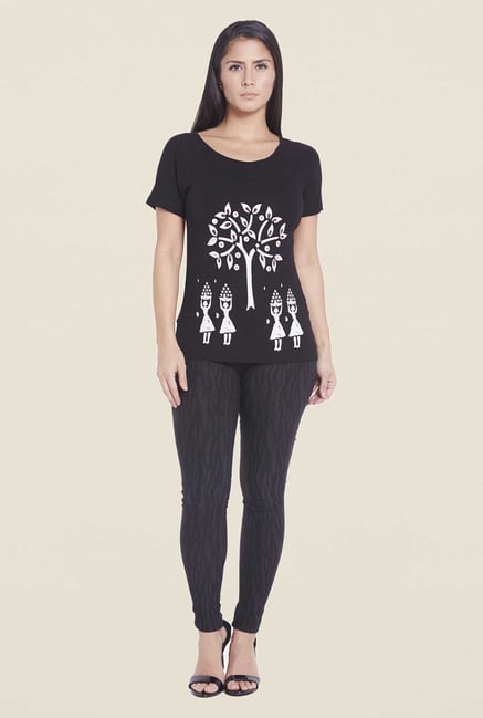 Globus Black Printed T Shirt Globus Black Printed T Shirt