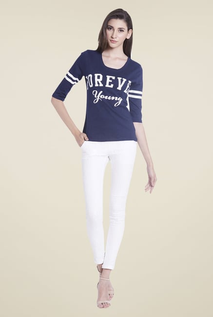 Globus Navy Printed Top Globus Navy Printed Top