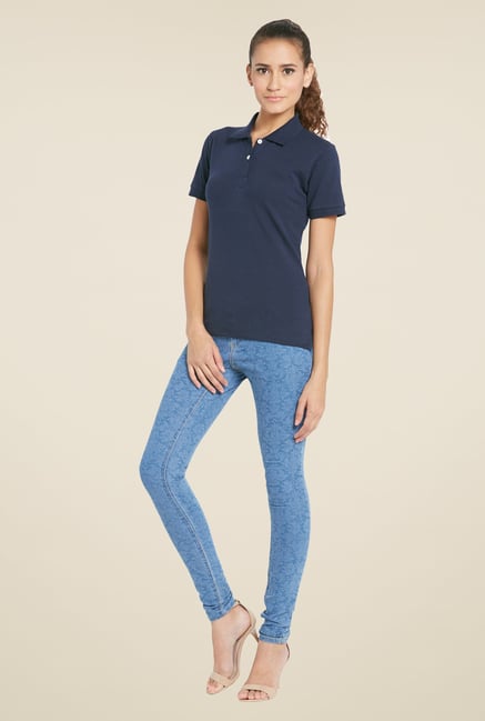 Globus Navy Solid Polo T Shirt Globus Navy Solid Polo T Shirt