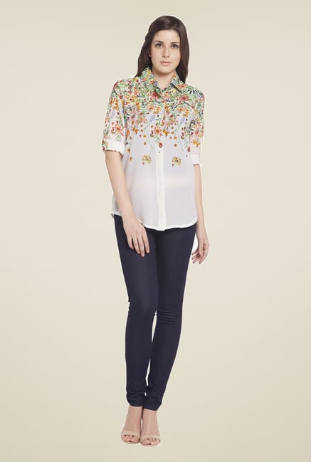 Globus Off White Floral Printed Top Globus Off White Floral Printed Top