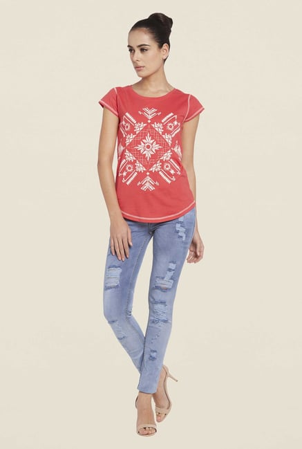 Globus Coral Printed Cotton Top Globus Coral Printed Cotton Top