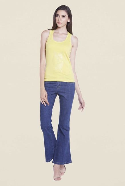 Globus Yellow Solid Tank Top Globus Yellow Solid Tank Top